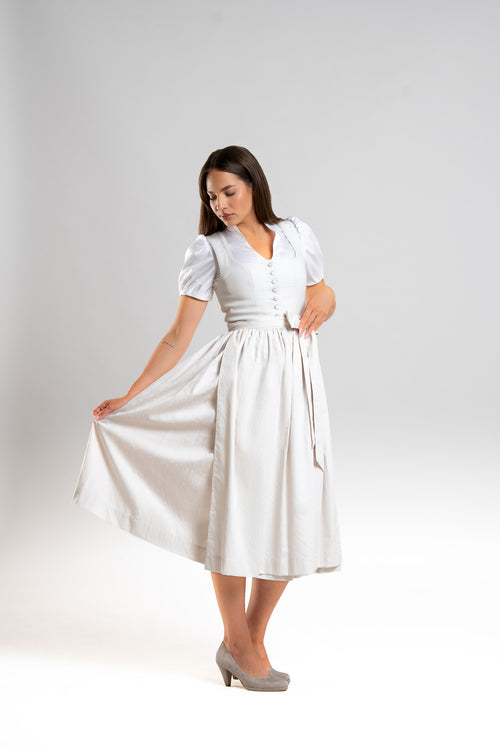 Dirndl Apfelland in Perlenweiß
