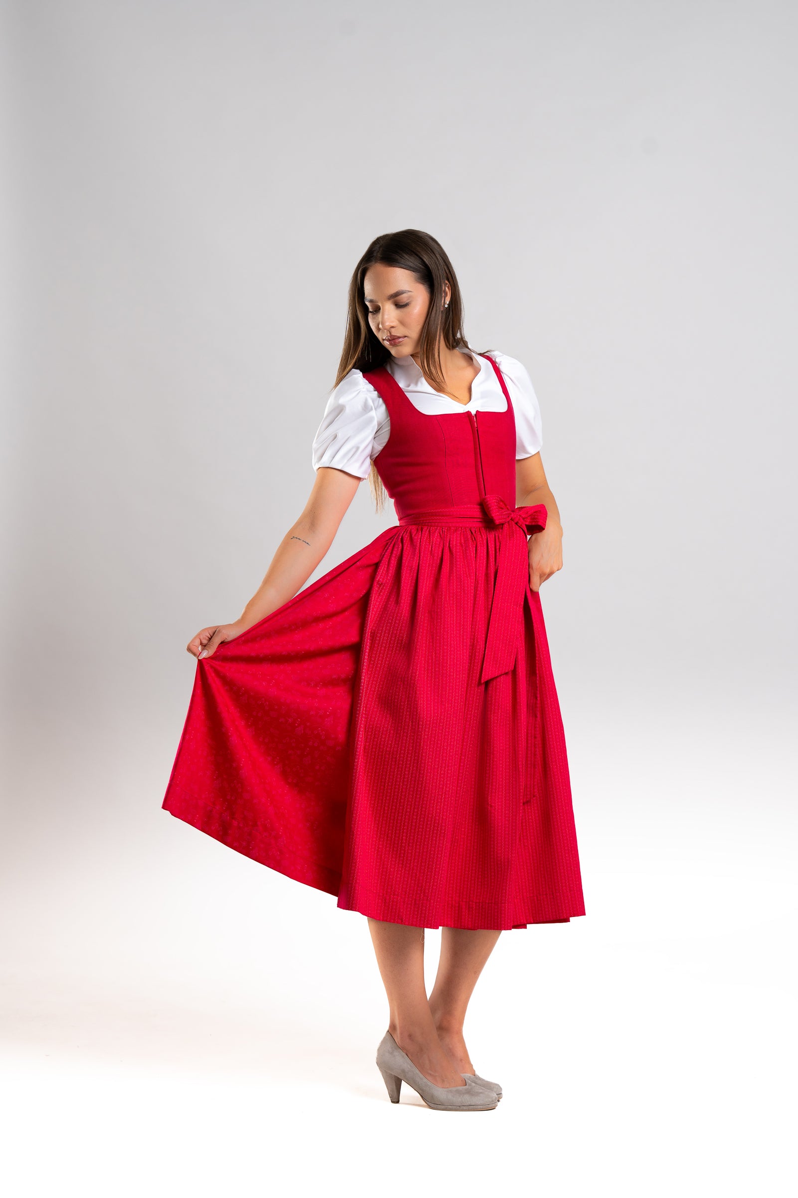 Dirndl Weinstraße in Himbeerrot